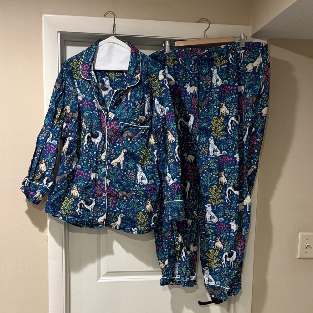Printfresh Women’s Pajama Set - Blue with Dog Print